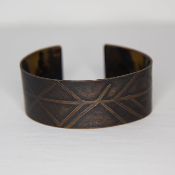 SOLD Vintage Bronze Rune Print Viking Cuff Bracelet - Picture 2 of 11